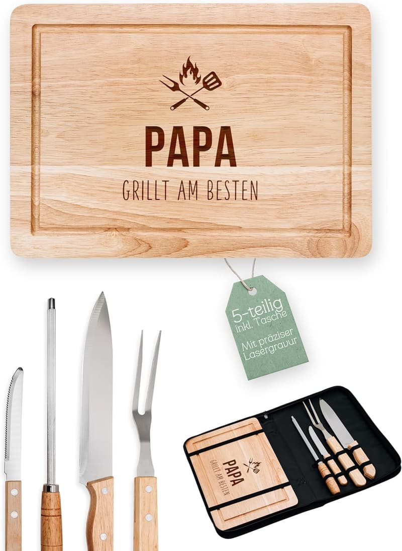 Grillset mit Messer und Brett – Geschenk für Männer zum Vatertag