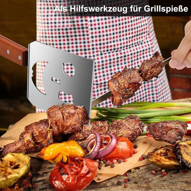 Multifunktionale 7-in-1 Grillspachtel mit Holzgriff - ideales Grillwerkzeug für Männer