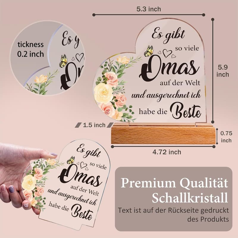 Dekorationsschild aus Acryl für Oma - Geburtstagsgeschenk oder Geschenk zu besonderen Anlässen