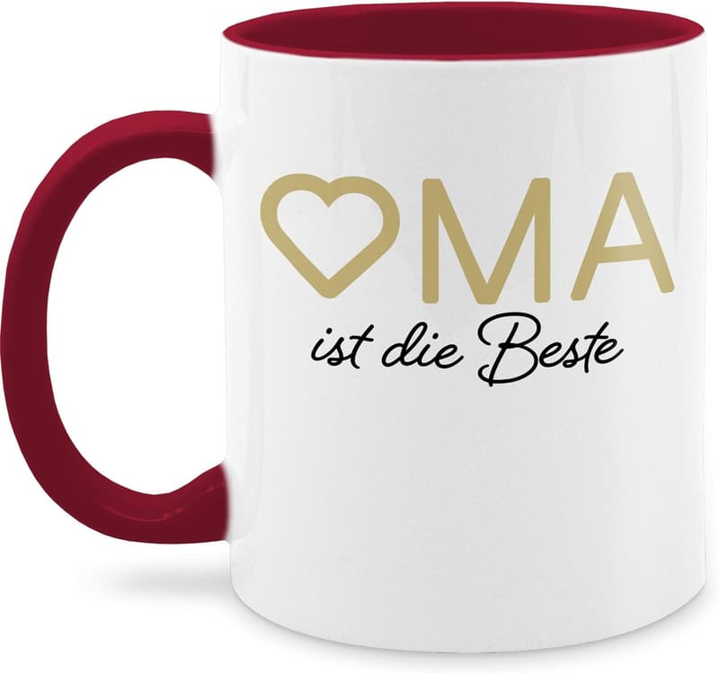 Oma Tasse 325 ml - Bordeauxrot - Für Kaffeepausen von Großmüttern