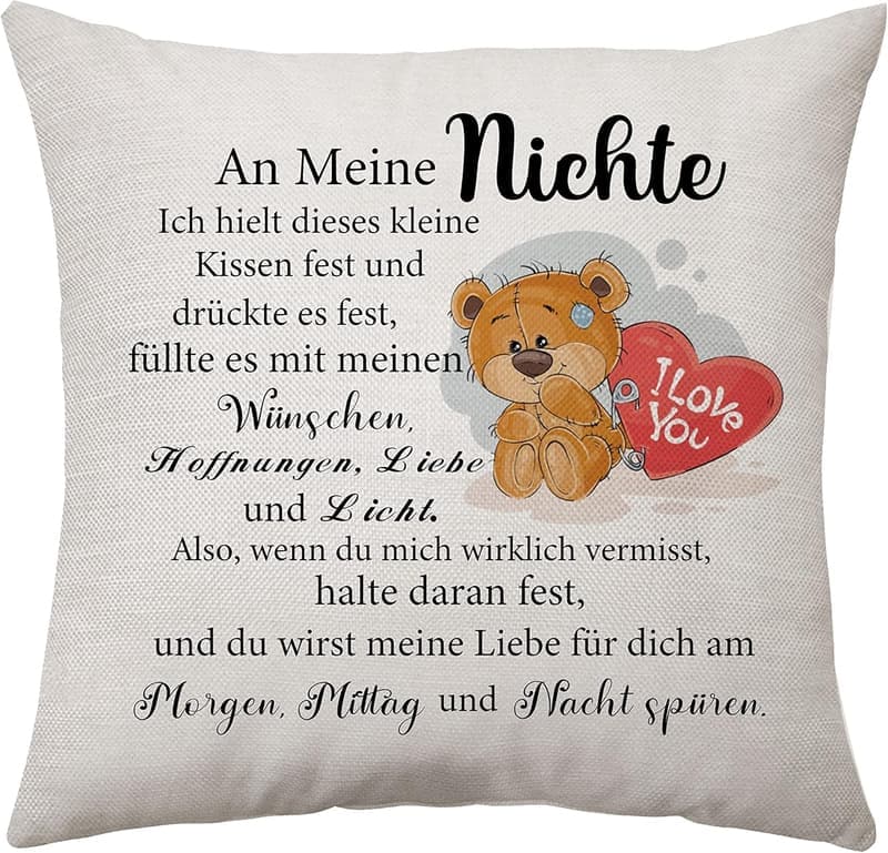 Geburtstagsgeschenk Kissenbezug für Nichte von Tante und Onkel