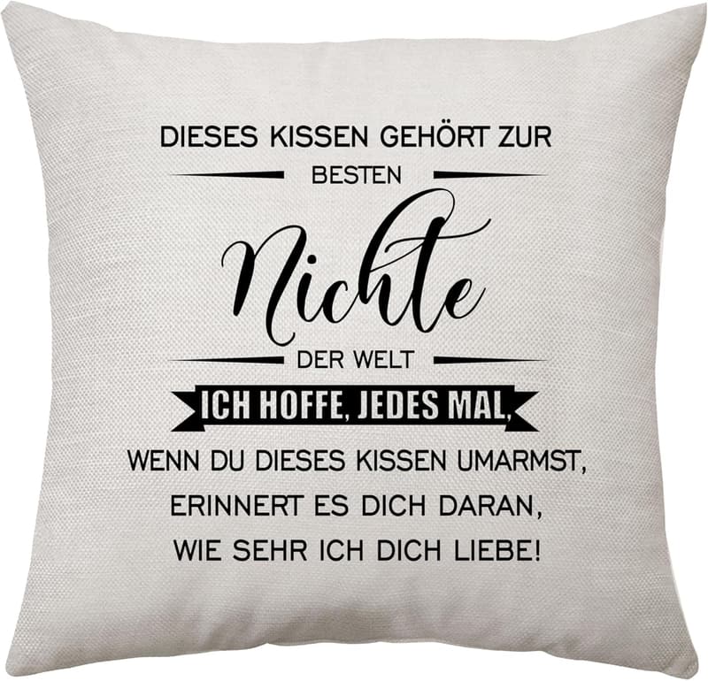 Kissenbezug für Nichte - Ideales Geschenk zum Geburtstag und Muttertag