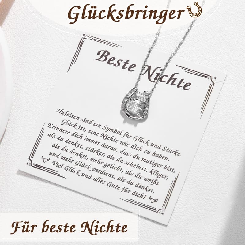 Hufeisen Glücksbringer Halskette für Teenager Mädchen zur Einschulung