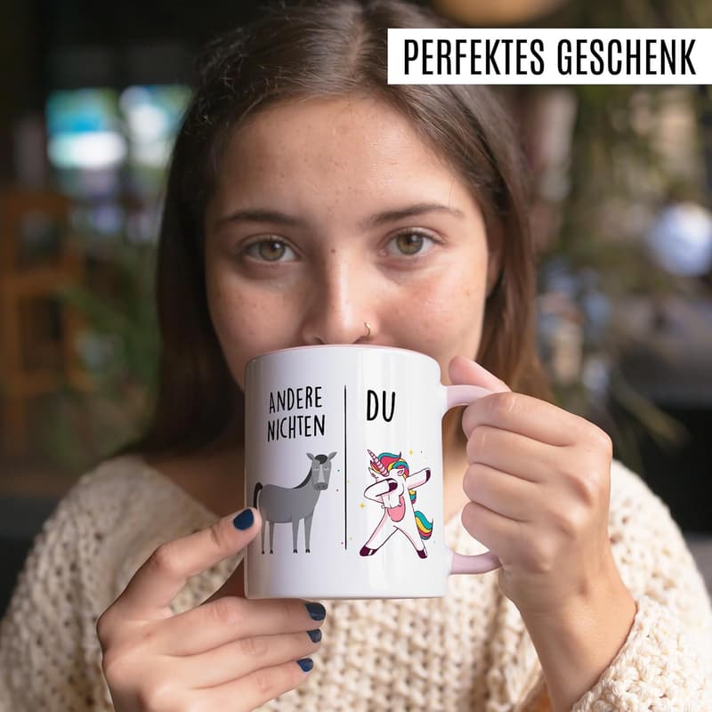 Tasse für Nichten – Geschenk für Tante zum Geburtstag oder Weihnachten (Weiß/Pink)