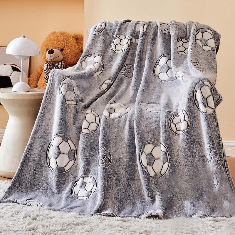 Glühende Fußball-Kuscheldecke für Jungen – Geburtstagsgeschenk 130x150 cm