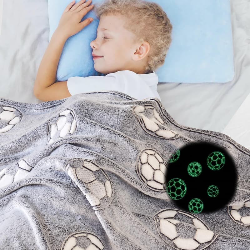 Glühende Fußball-Kuscheldecke für Jungen – Geburtstagsgeschenk 130x150 cm