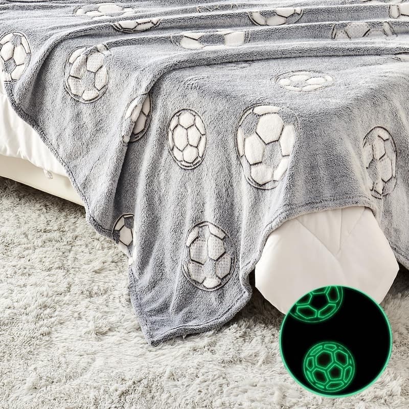 Glühende Fußball-Kuscheldecke für Jungen – Geburtstagsgeschenk 130x150 cm