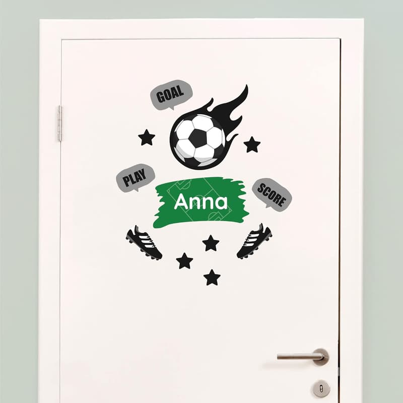 Personalisierter Wandtattoo Türaufkleber für Kinderzimmer – Fußball Design