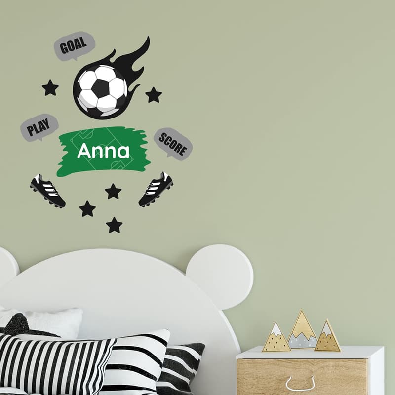 Personalisierter Wandtattoo Türaufkleber für Kinderzimmer – Fußball Design