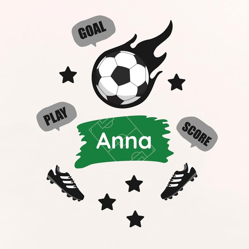 Personalisierter Wandtattoo Türaufkleber für Kinderzimmer – Fußball Design