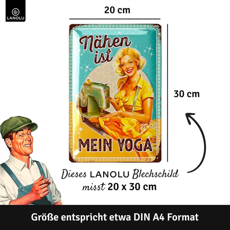 Retro Blechschild Nähen – Lustige Sprüche für Nähbegeisterte 20x30cm