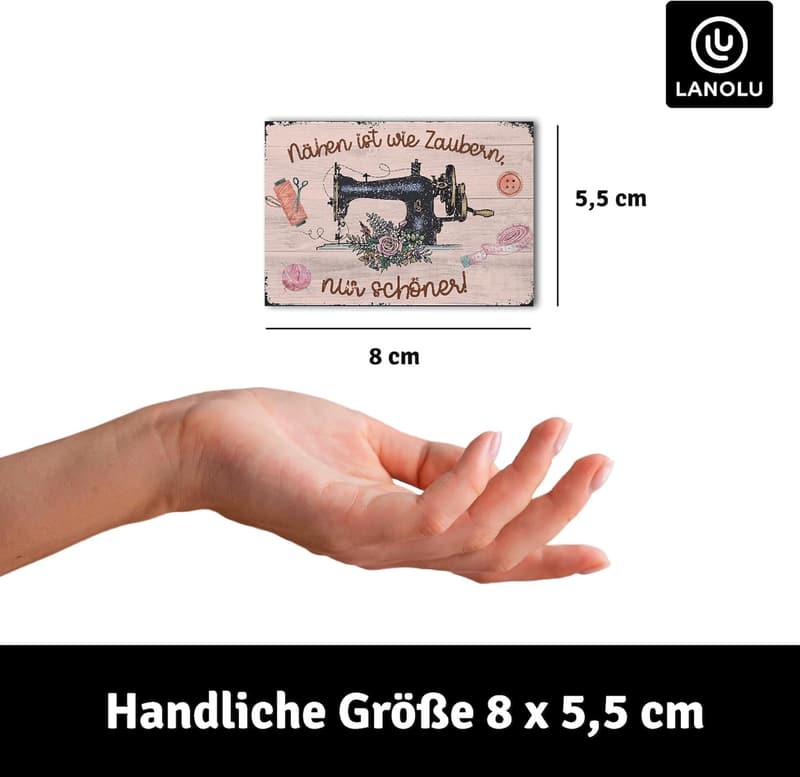 Lustige Kühlschrankmagnete für Näh-Fans mit witzigen Sprüchen 8x5,5cm
