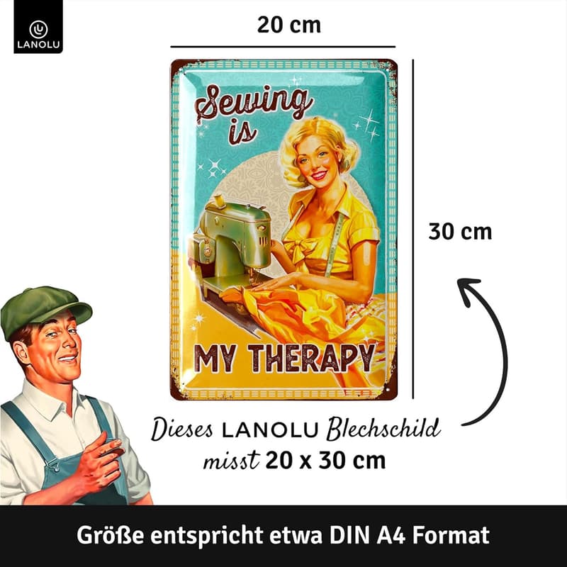 Retro Blechschild Nähen für Nähbegeisterte - 20x30cm Deko