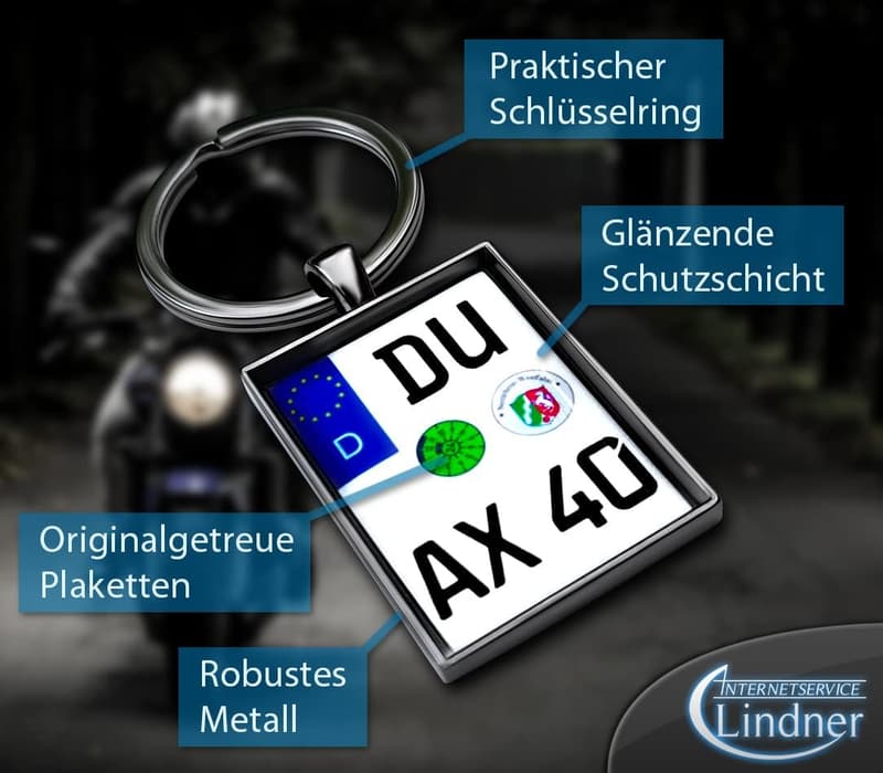 Personalisierter Motorrad Schlüsselanhänger mit Kennzeichen - Geschenk für Motorradfahrer