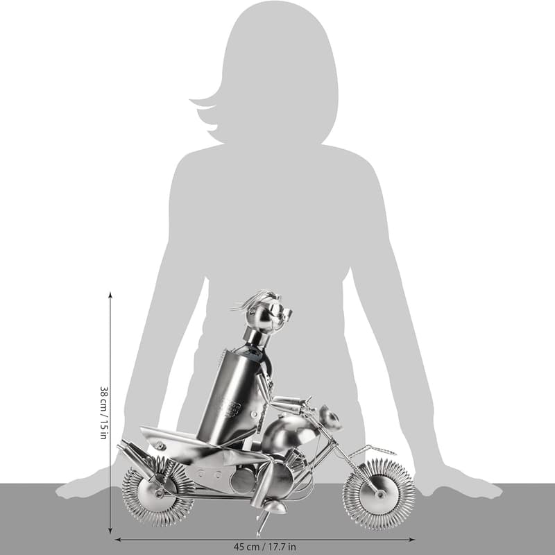 Motorradfahrer Flaschenhalter aus Metall - Geschenk inkl. Karte