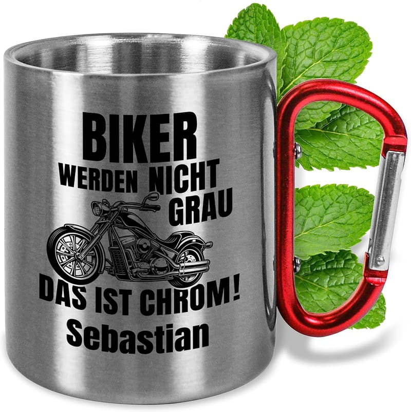 Personalisierte 330ml Edelstahl-Tasse für Biker mit Wunschname