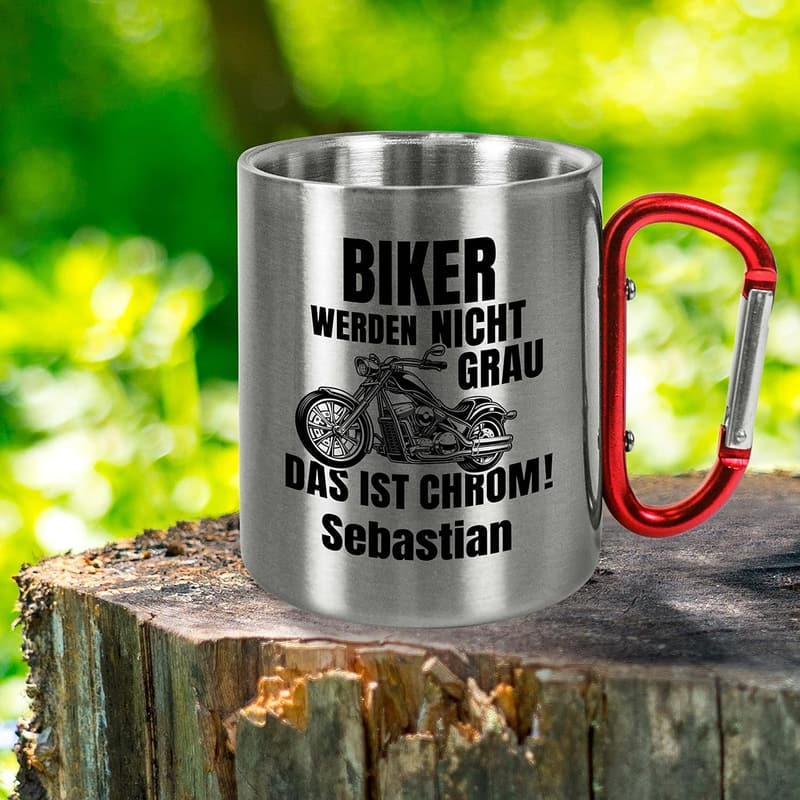 Personalisierte 330ml Edelstahl-Tasse für Biker mit Wunschname