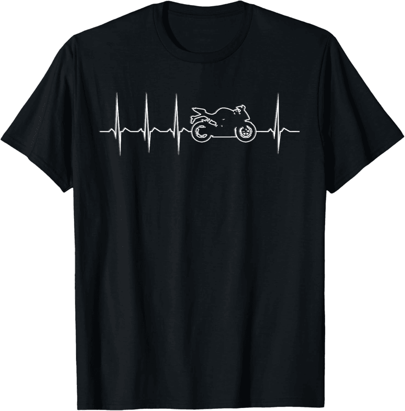 Biker T-Shirt mit Herzschlag EKG Linie für Motorradfahrer