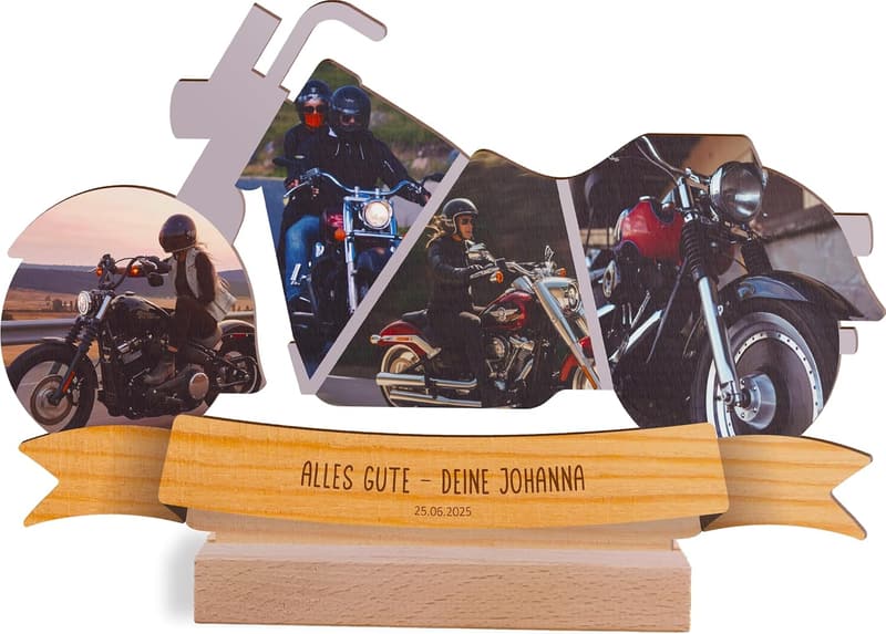 Personalisierte Holzbild für Motorradliebhaber - Fotogeschenk zum Geburtstag