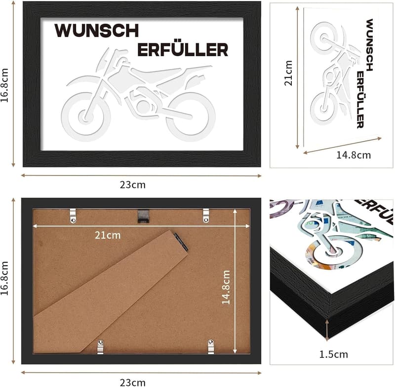 Motorrad-Geschenk zum Geburtstag für Papa – Geldgeschenk Rennmaschine schwarz