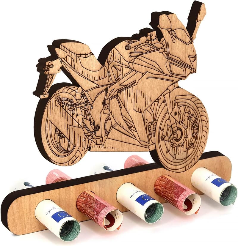 Originelles Geldgeschenk aus Holz für Motorradfahrer zum Geburtstag