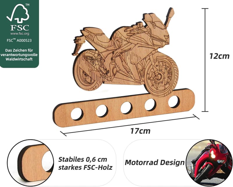 Originelles Geldgeschenk aus Holz für Motorradfahrer zum Geburtstag