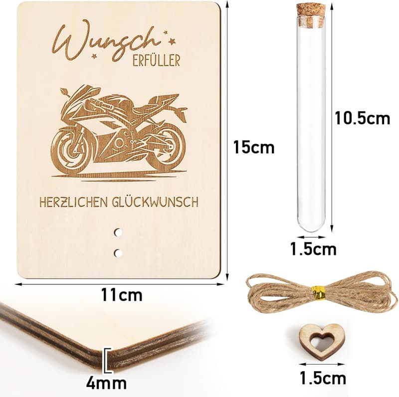 Geldgeschenk für Motorradfahrer in Holzverpackung – Geburtstagsgeschenk für Männer und Frauen.