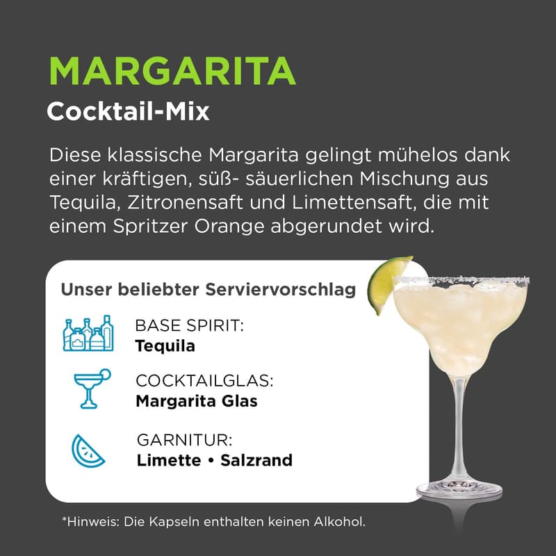 Margarita Cocktail Mix für Bartesian - 8 Getränkepods für Tequila