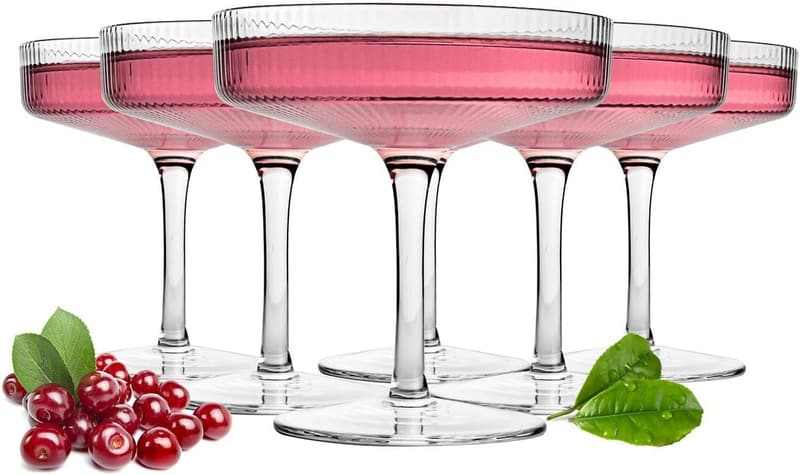 6 Margaritagläser mit Relief – Cocktailgläser für Gartenpartys