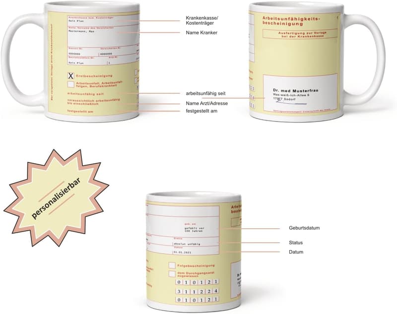 Personalisierbare lustige Tasse für das Büro mit Spruch
