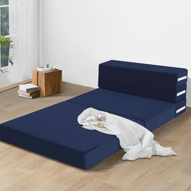 Faltbare Klappmatratze für Gäste, 75x195cm, Hochdichter Schaumstoff, Blau