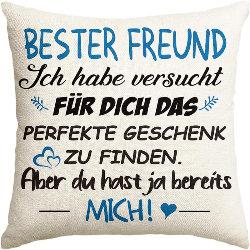 Geburtstagskissenbezug für Männer – 45x45 cm, Freundschaftsdeko
