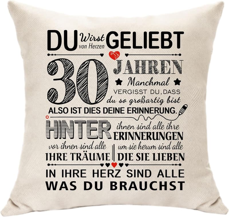Kissenbezug zum 30. Geburtstag für Frauen und Männer