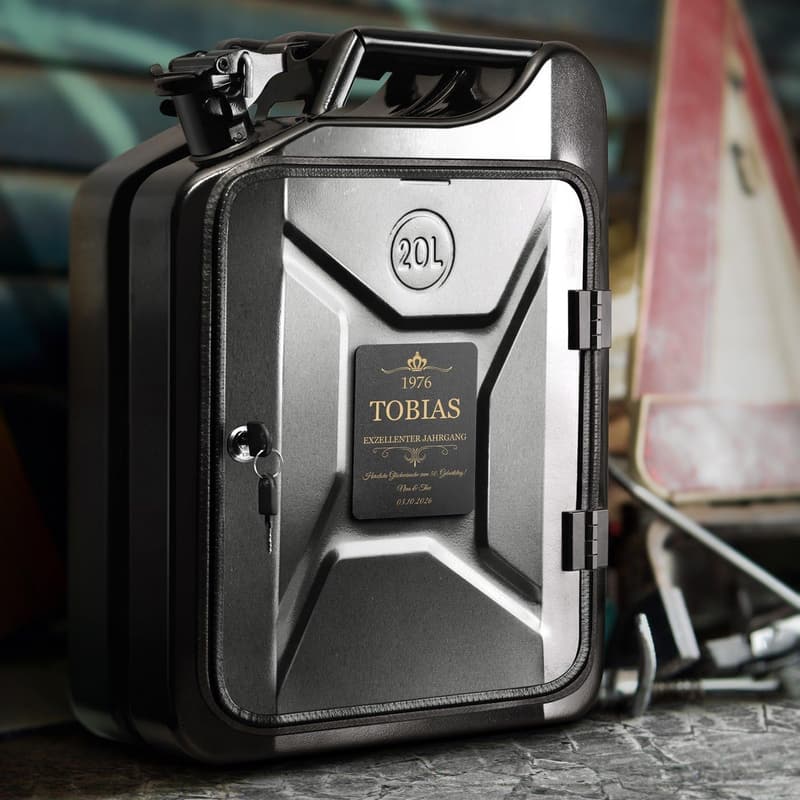 Personalisierte 20L Mobile Bar mit Gravur für Männer - 4 Fächer, abschließbar, 36x46x18cm