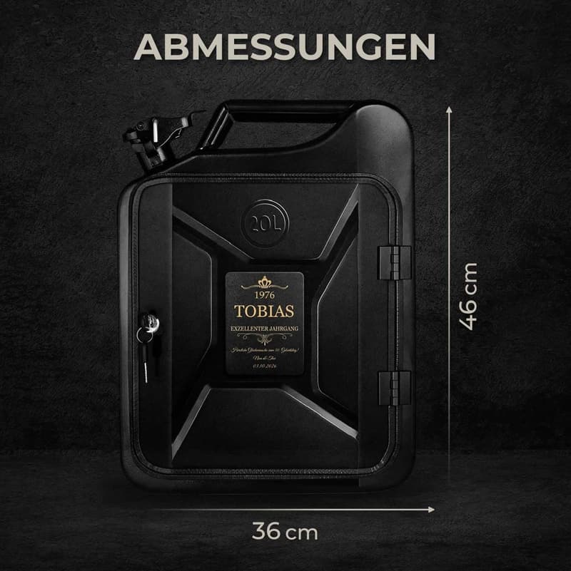 Personalisierte 20L Mobile Bar mit Gravur für Männer - 4 Fächer, abschließbar, 36x46x18cm
