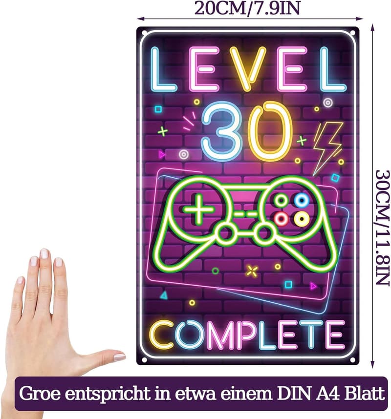 Retro Blechschild zum 30. Geburtstag für Männer, 20x30 cm