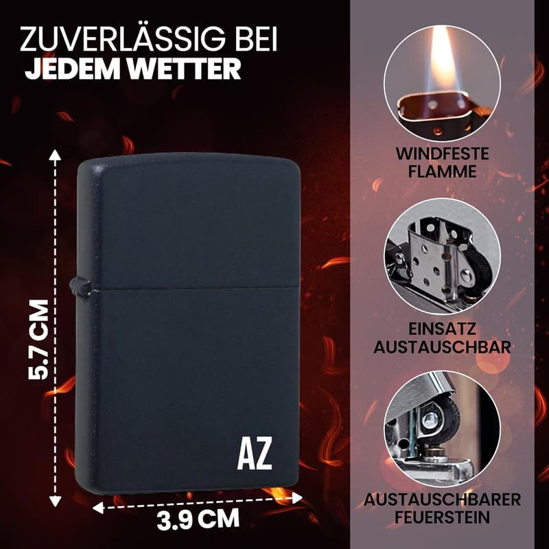 Personalisierte Gravur von Sturmfeuerzeug für Männer zur Hochzeit