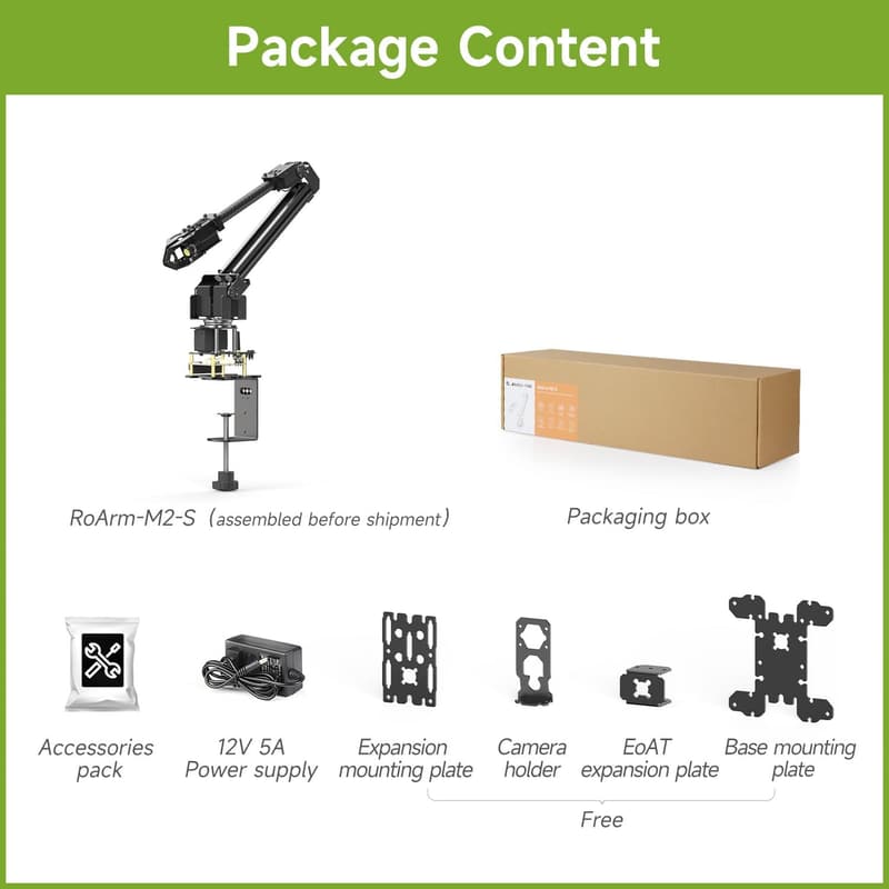 Waveshare Roboterarm-Bausatz 4-DOF mit ESP-Now, Open Source und Lernmaterial