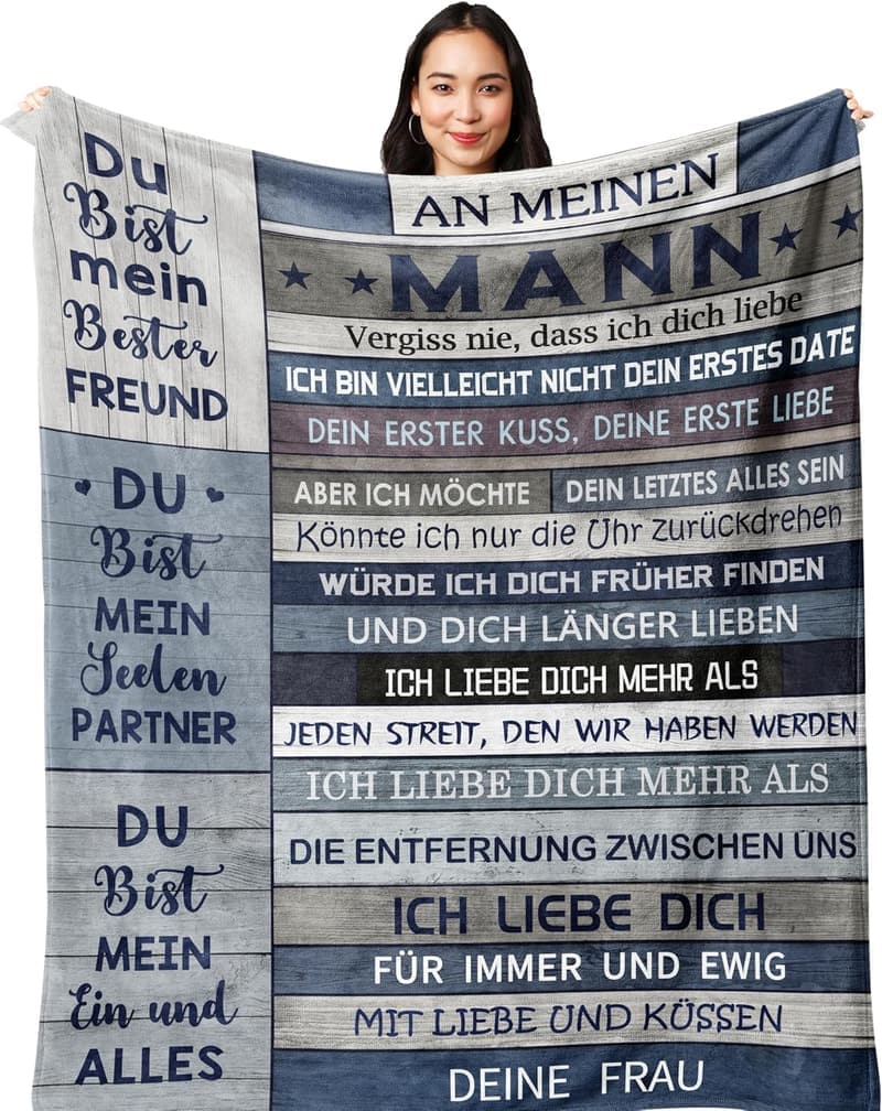 Hochzeitstagsgeschenk: Ich liebe Dich Decke für den Ehemann, 150x130 cm