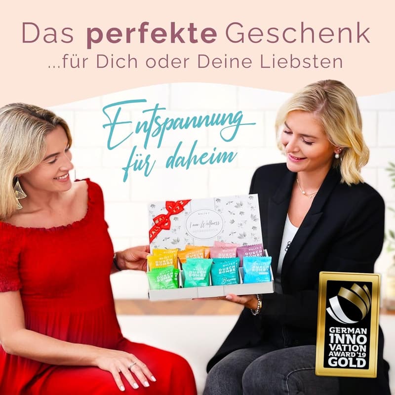 Wellness Duschbomben Set mit 16 Stück - 8 Düfte für Frauen und Männer