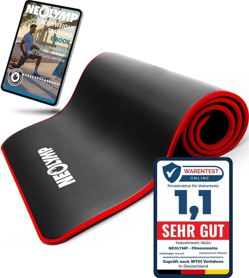 Extra dicke rutschfeste Fitnessmatte mit E-Book und Tragegurt