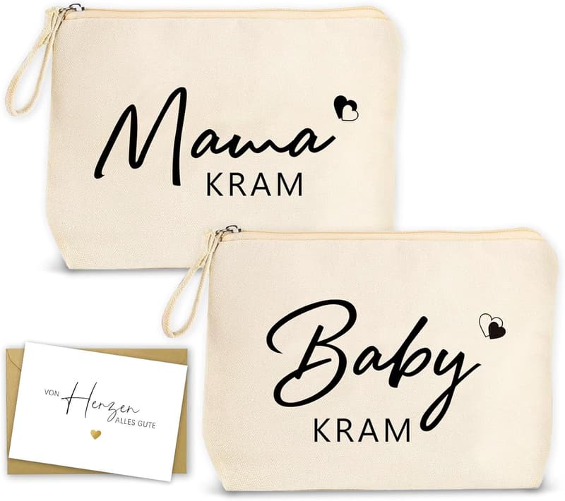 Kosmetiktasche für werdende Mütter mit Grußkarte - Babyparty Geschenk