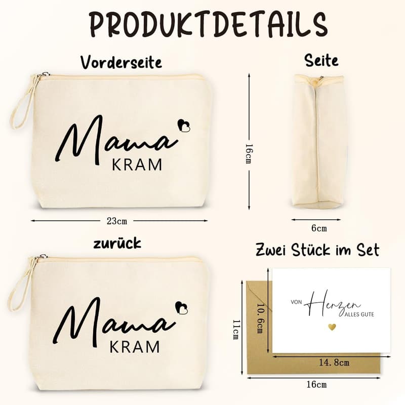 Kosmetiktasche für werdende Mütter mit Grußkarte - Babyparty Geschenk