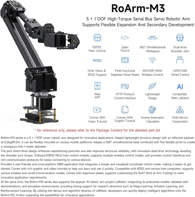 Waveshare Roboterarm-Kit mit 5 + 1 DOF, drahtlose Steuerung, ESP32