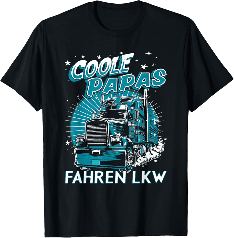 Vatertags-T-Shirt für Lkw-Fahrer – Schwarz, Kurzarm, Crew-Neck