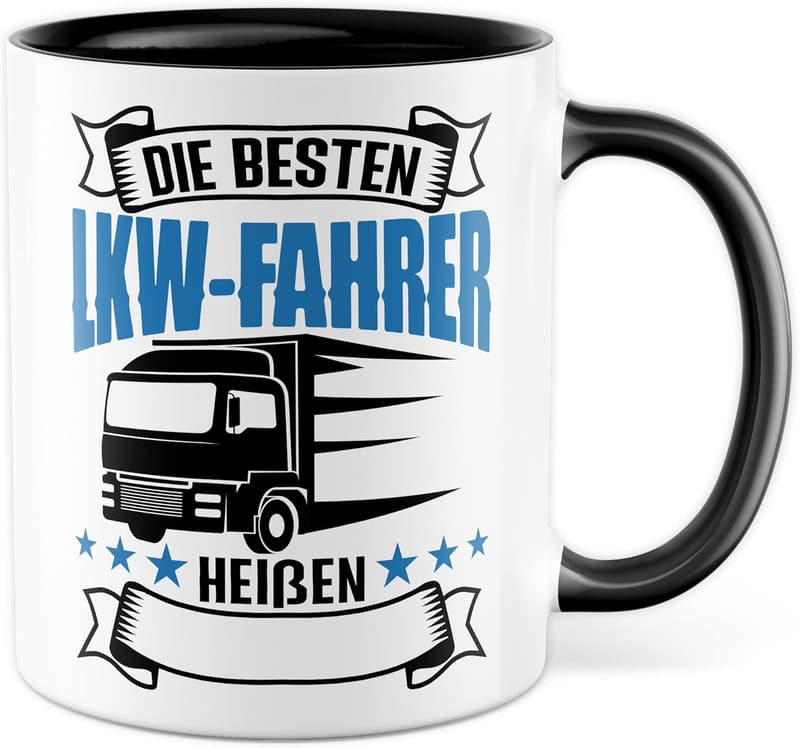 Personalisierbare Kaffeetasse für Lkw-Fahrer mit Wunschname