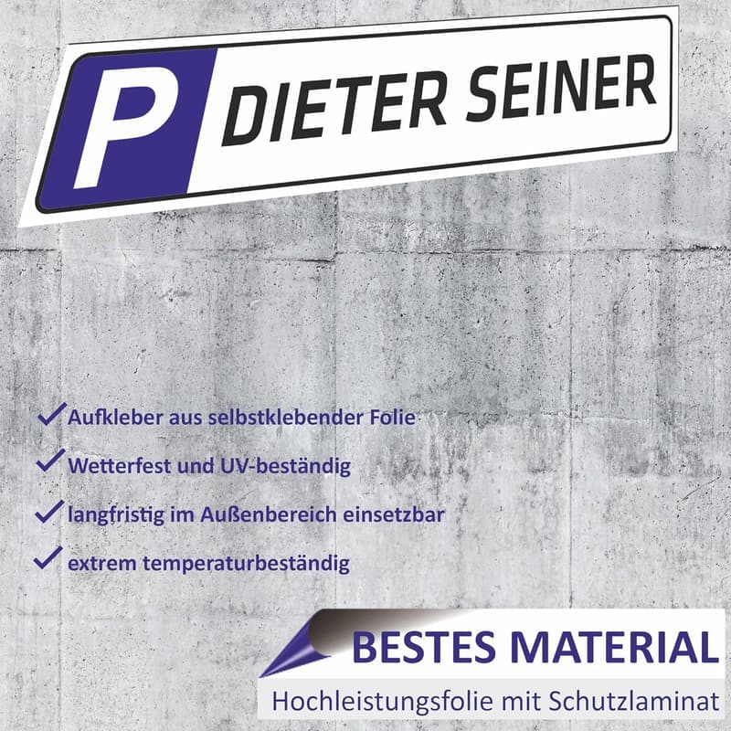Personalisierte Parkplatzschild mit Wunschtext - 52x11 cm