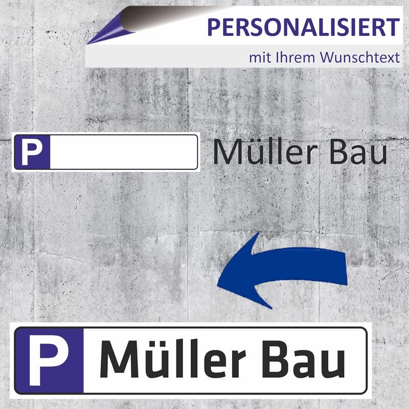 Personalisierte Parkplatzschild mit Wunschtext - 52x11 cm