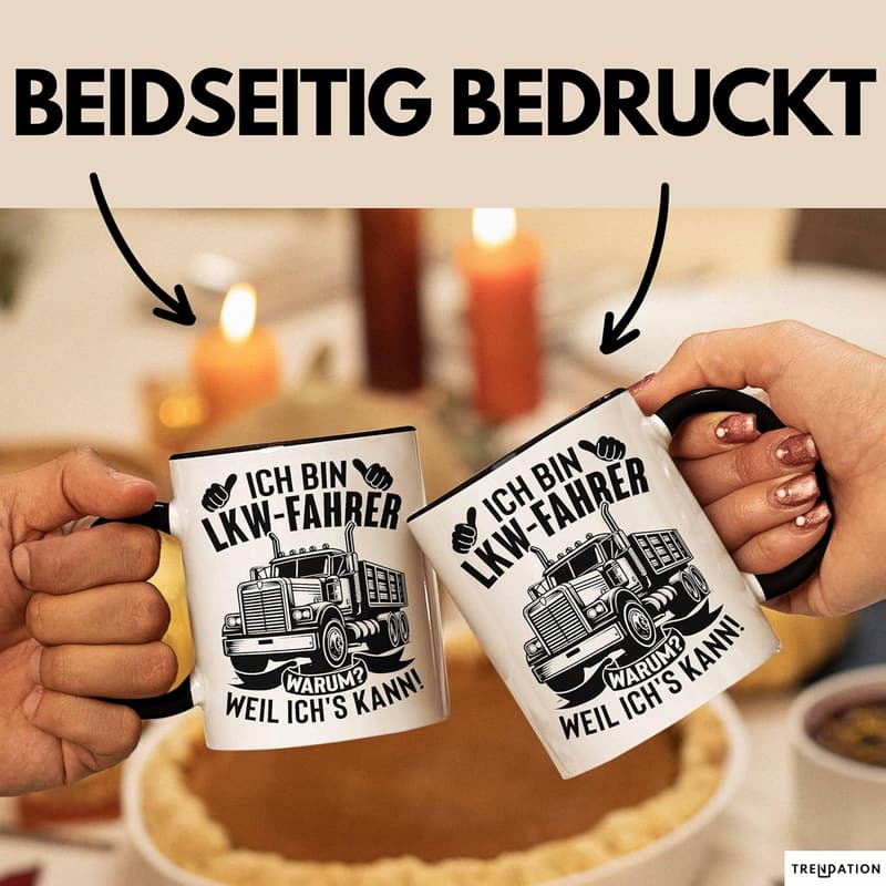 LKW Fahrer Tasse – Geschenk für Berufskraftfahrer (Schwarz)