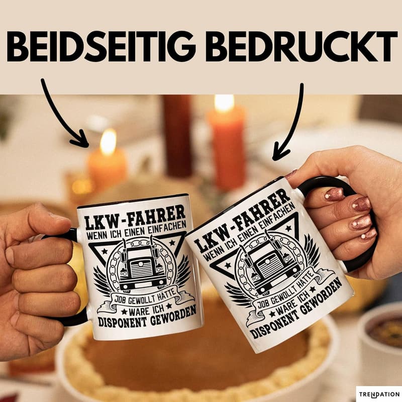 Trucker Tasse für Berufskraftfahrer – Praktischer Becher (Schwarz)